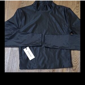 BABATON Black Satin Long Sleeve Top FOR‎ MEN,S  XS NEW.